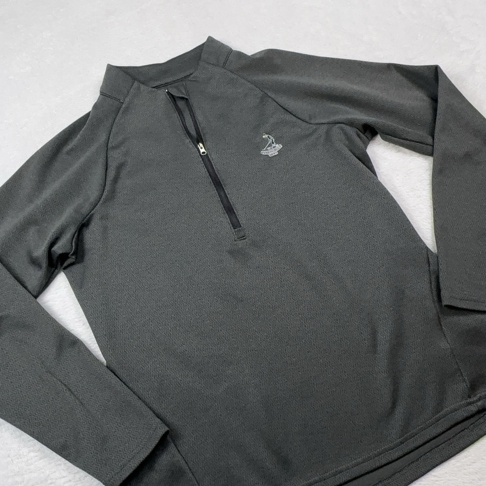 Antigua Shirt Womens M Gray Mock Neck Quarter Zip Long Sleeve Pinehurst Putter B